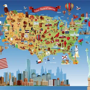 Prints of Cartoon Map Discover the World in Maps: Past, Present, and Beyond: Cartoon Maps