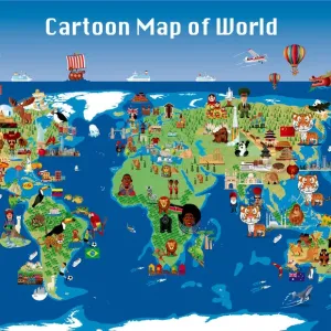 Cartoon map of world Cartoon map of world
