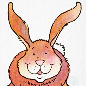 Cartoon, smiling red Rabbit, front view