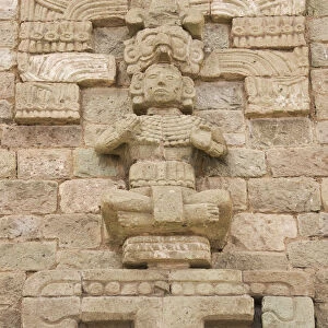 Carved figure at Copan Ruins, Maya Site of Copan