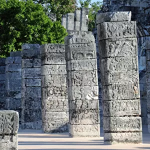 Carved Stone Mayan Warrior Columns