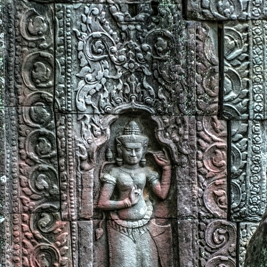 Carving at the Angkor temples, Cambodia