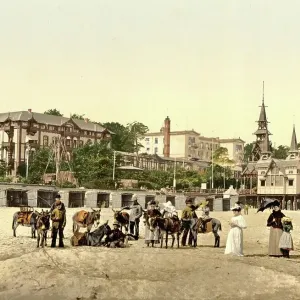 The Casino and the Pier of Heringsdorf, Mecklenburg-Western Pomerania, Germany, Historic, Photochrome print from the 1890s The Casino and the Pier of Heringsdorf, Mecklenburg-Western Pomerania, Germany, Historic, Photochrome print from the 1890s