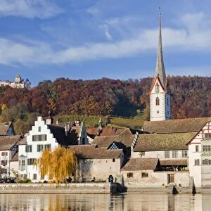 Castle and church of Stein am Rhein in autumn, Rhine, Switzerland, Europe, PublicGround
