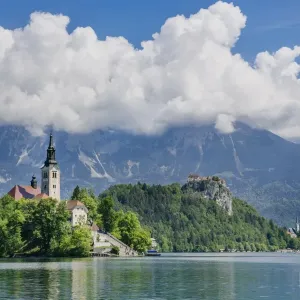 Castle and Mary Pilgrimage Church in Bled, Sloveni