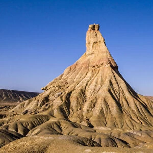 Catildetierra, the promontory eroded by nature, most famous of Las Bardenas Reales, in Navarra, Spain