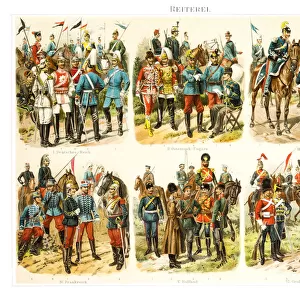Cavalry antique lithograph 1896