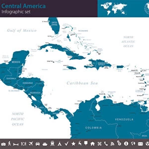 Central America - Infographic map - illustration