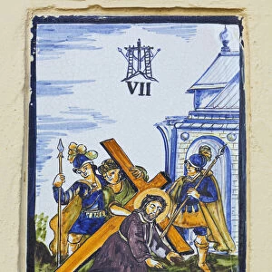 Ceramic Tile Showing 7Th Station Of The Cross - Jesus Falls For The Second Time