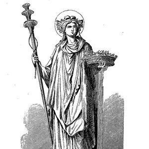 Ceres, the Roman goddess of agriculture and fertility and considered a lawgiver, after a mural in Pompeii, Italy, illustration from 1890, Historical, digital reproduction of an original 19th century artwork