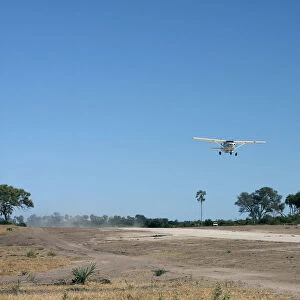 Cessna in approach for a landing, the Okavango Delta, Botswana, Africa