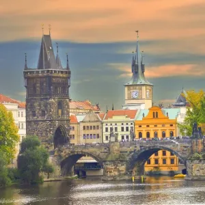 Charles Bridge and Powder Tower at dusk, Prague Charles Bridge and Powder Tower at dusk, Prague