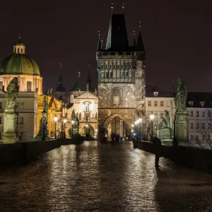 Charles Bridge Print, Prague Night Scene Charles Bridge Print, Prague Night Scene