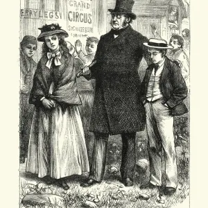 Hard Times Vintage Engraving Print of Gradgrind with Children at the Circus