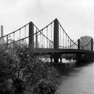 Chelsea Bridge Print, a 1947 photograph of the River Thames in London Chelsea Bridge Print, a 1947 photograph of the River Thames in London