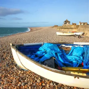 Chesil Beach Fishing Boat Print