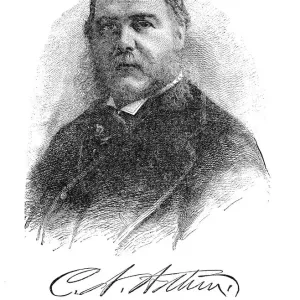 Chester A. Arthur - USA President engraving with his signature 1888 Chester A. Arthur - USA President engraving with his signature 1888