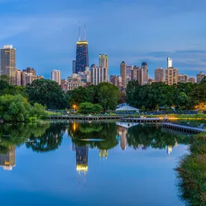 Chicago Skyline Viewed From Lincoln Park