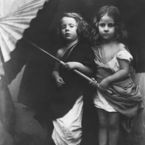 Julia Margaret Cameron Print: Two Children with a Parasol Julia Margaret Cameron Print: Two Children with a Parasol