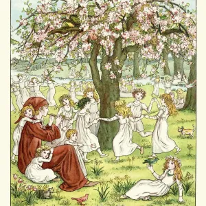 Children dancing to the Pied Piper Print Children dancing to the Pied Piper Print