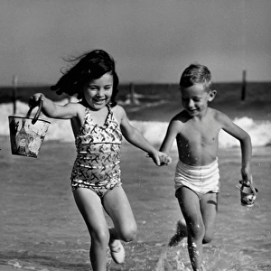 Children playing at seashore