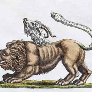 Chimera Handcoloured Copper Engraving Print