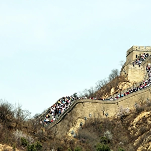China, Badaling, view of Great Wall with people