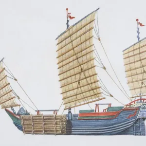 Chinese junk boat, side view