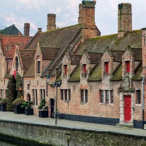 Traditional Bruges Homes Decorated for Christmas Print Traditional Bruges Homes Decorated for Christmas Print