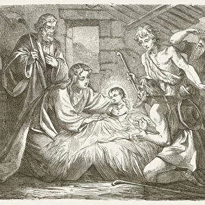 Christmas, wood engraving, published in 1877