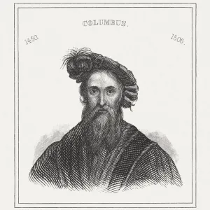 Christopher Columbus Print, Steel Engraving Christopher Columbus Print, Steel Engraving