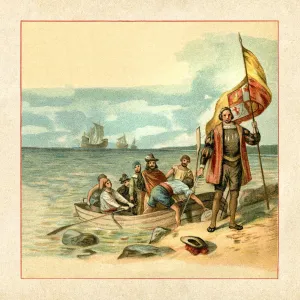 Steel Engraving Print of Christopher Columbus in America 1492 Steel Engraving Print of Christopher Columbus in America 1492
