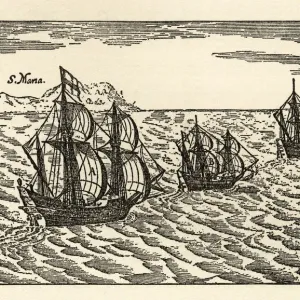 Christopher Columbus Sailing Ships Print Christopher Columbus Sailing Ships Print