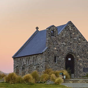 Church of the Good Shepherd at Lake Tekapo in the evening light, Lake Tekapo, Canterbury Region, New Zealand
