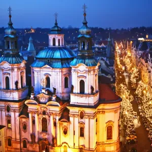 Prague Church Street Scene Print Prague Church Street Scene Print