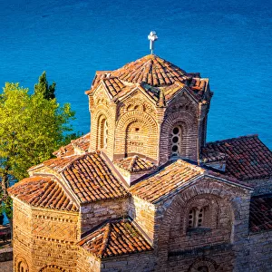 Detail of church of Saint John the Theologian at Kaneo, overlooking Ohrid lake, Ohrid, Macedonia
