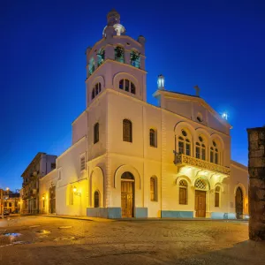 Church of San Nicolas de Bari illuminated at dawn, Santo Domingo, Dominican Republic