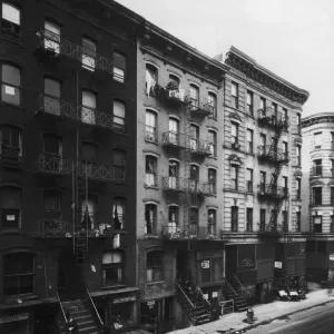 Print of tenement buildings along Ridge Street Print of tenement buildings along Ridge Street