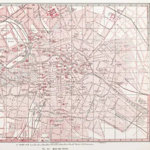 City Map of Berlin downtown Germany from 1870