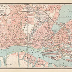 City map of Hamburg-Altona, Germany, lithograph, published in 1897
