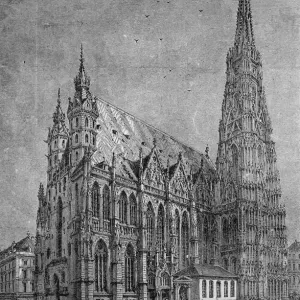City Of Music Print circa 1840: Gothic Cathedral of St Stephen in Vienna City Of Music Print circa 1840: Gothic Cathedral of St Stephen in Vienna