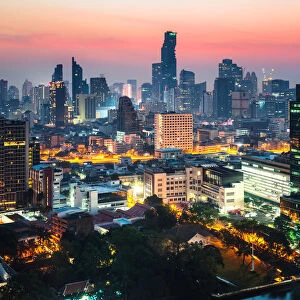 City skyline at dawn, Bangkok, Thailand
