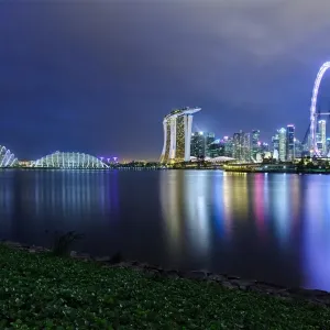 Singapore Cityscape Print - Long Exposure Sunset Scene Singapore Cityscape Print - Long Exposure Sunset Scene