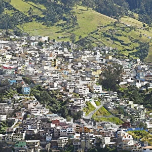 Cityscape, view from the El Panecillo hill to the San Diego neighbourhood, historic centre, Quito, Pichincha Province, Ecuador