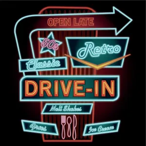 Classic Drive-In Theatre Neon Sign Print Classic Drive-In Theatre Neon Sign Print