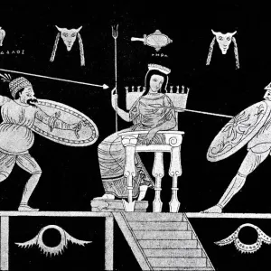 Classical greek - two fighters in front of Hera Classical greek - two fighters in front of Hera
