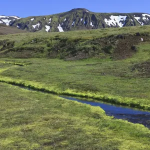 Clear stream in a volcanic landscape, Eyjafjallajoekull, Iceland, Europe Clear stream in a volcanic landscape, Eyjafjallajoekull, Iceland, Europe