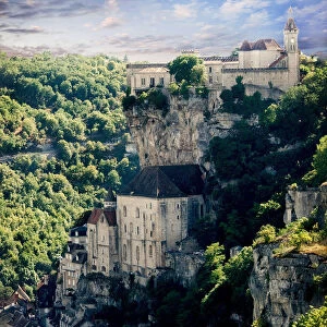 Travel Destinations Framed Print Collection: Rocamadour Overlooking the Alzou canyon