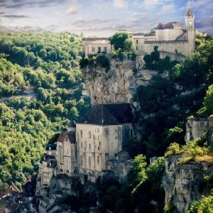 Travel Destinations Framed Print Collection: Rocamadour Overlooking the Alzou canyon