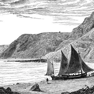 Cliffs near Whitby, Yorkshire (Victorian engraving)